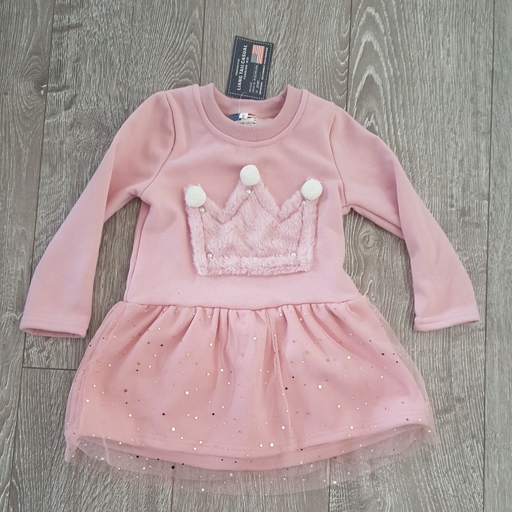 NWT girls fleece pink dress 2/3T
